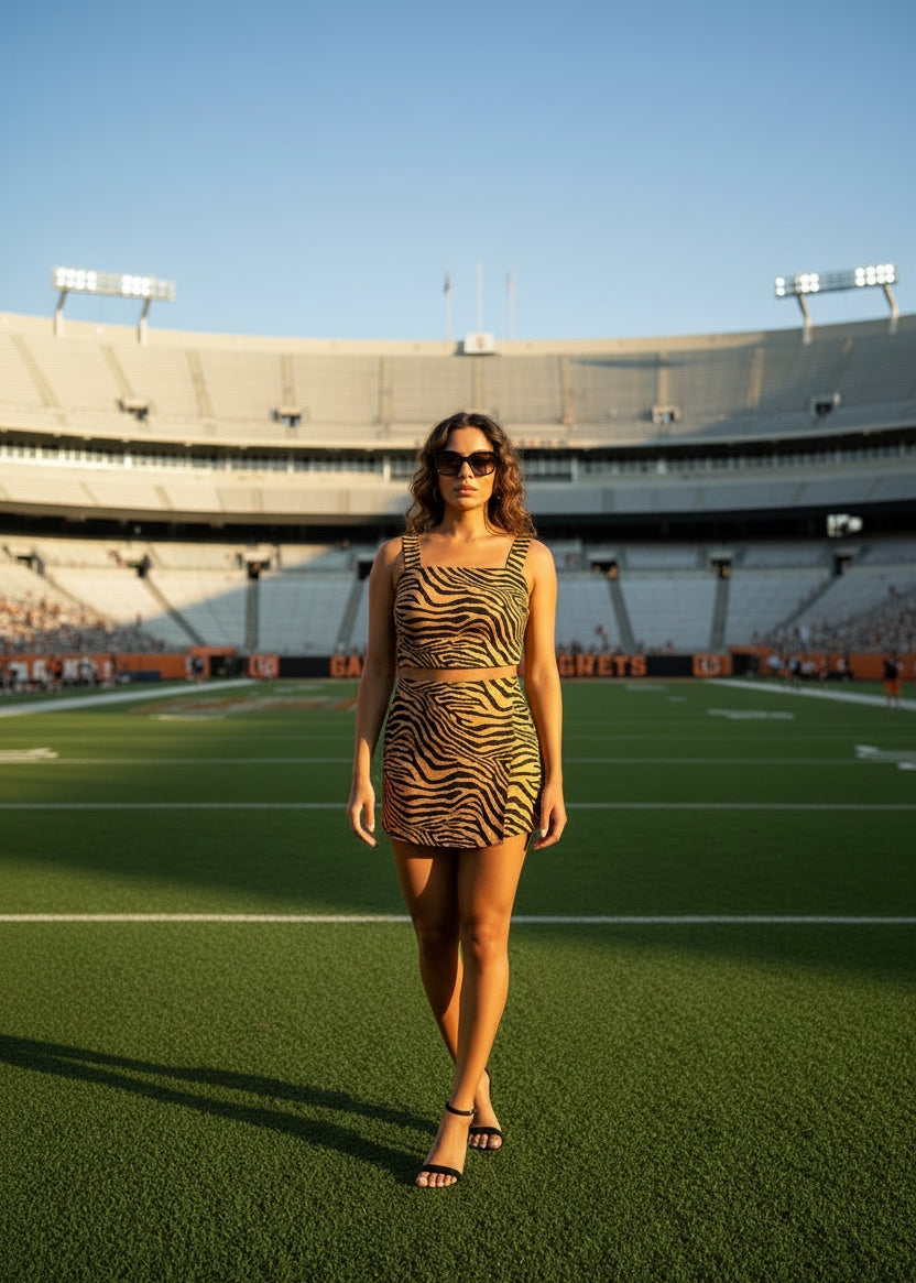 Tiger Print Asymmetrical Skort