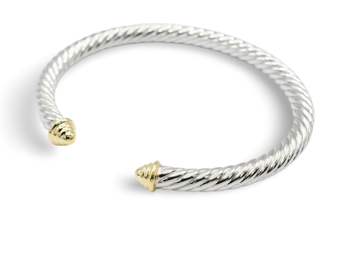 Two Tone Cable Cuff Bangle