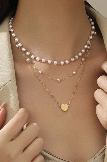 JOSSLYN by wall to wall - 18K STAINLESS STEEL TARNISH FREE LAYERED NECKLACE | 40NK406 - GOLD - Jolie Femme Boutique