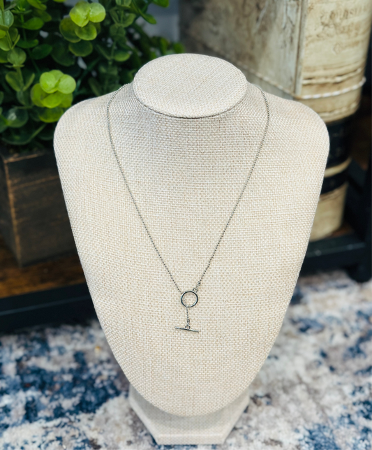 Dainty Silver Ball Chain Toggle Necklace - Jolie Femme Boutique