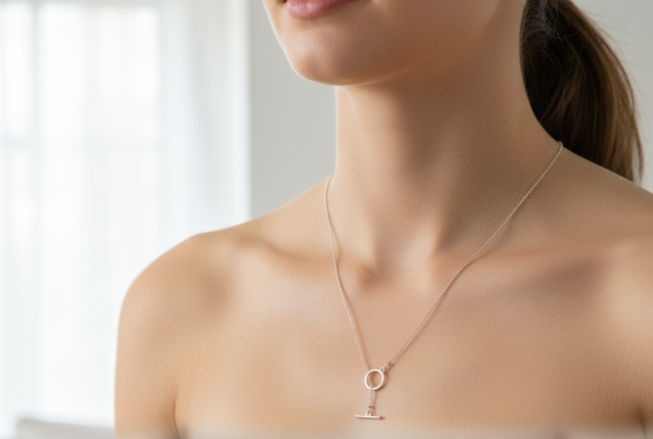 Dainty Silver Ball Chain Toggle Necklace - Jolie Femme Boutique