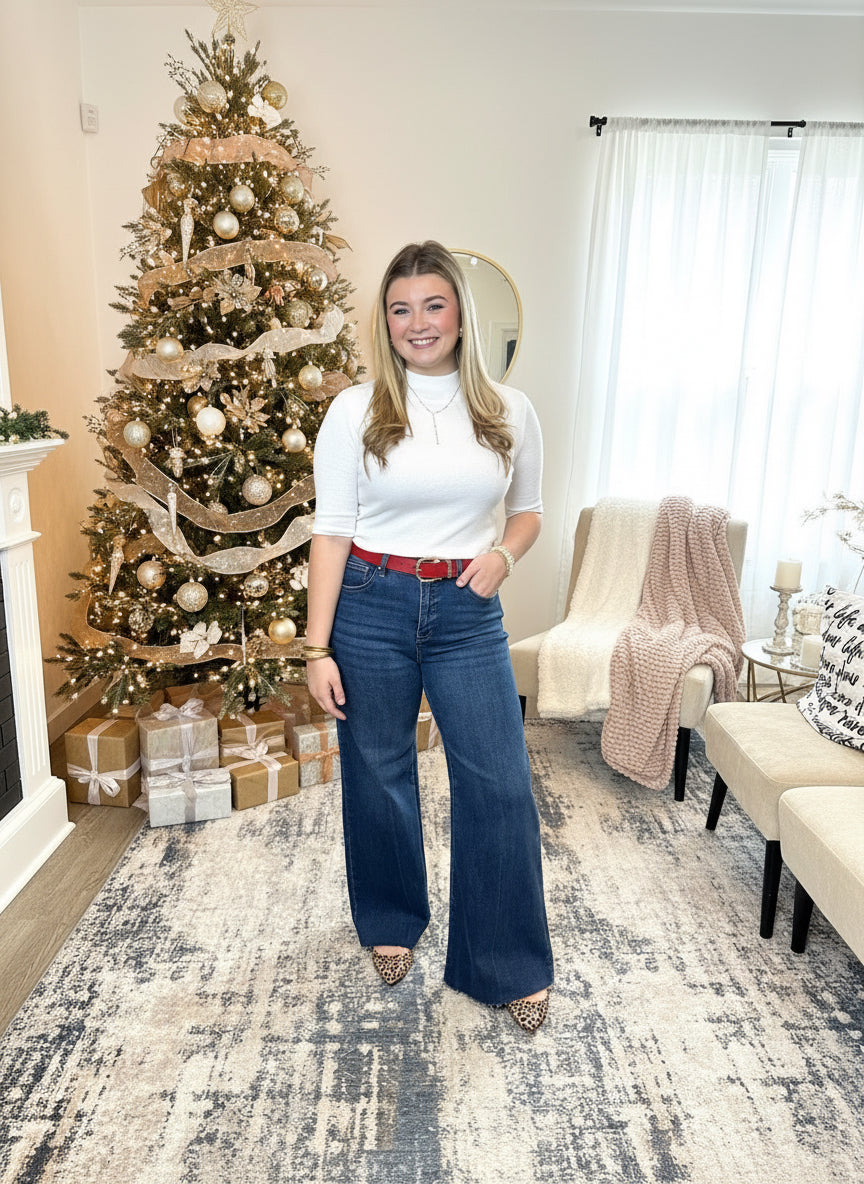 Flattering Fit Mock Neck Top