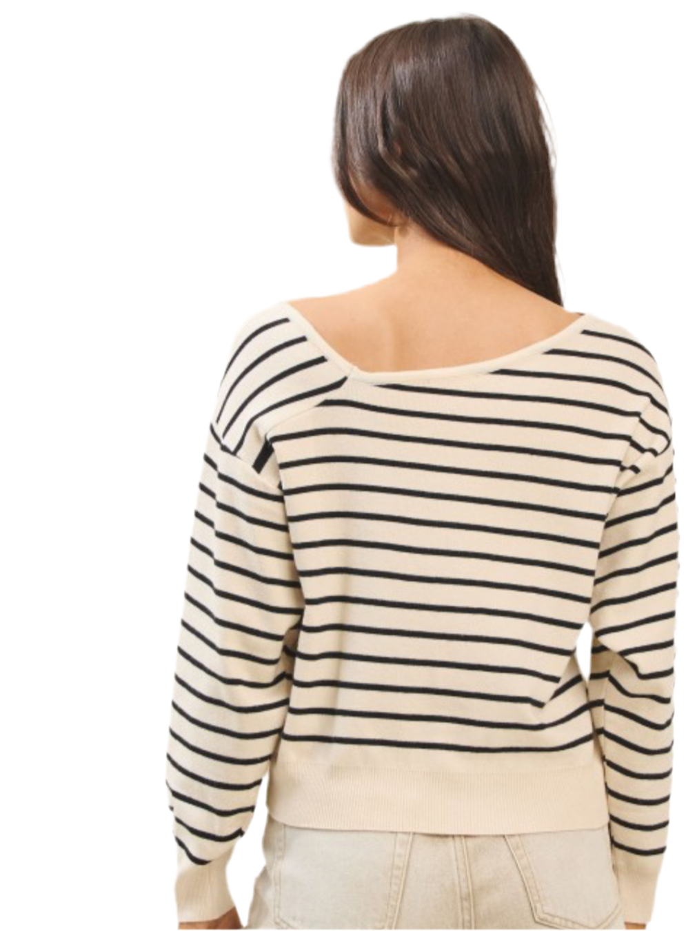 Asymmetric Neckline Striped Sweater