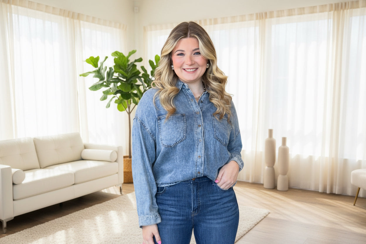 Washed Chambray Button Down Shirt