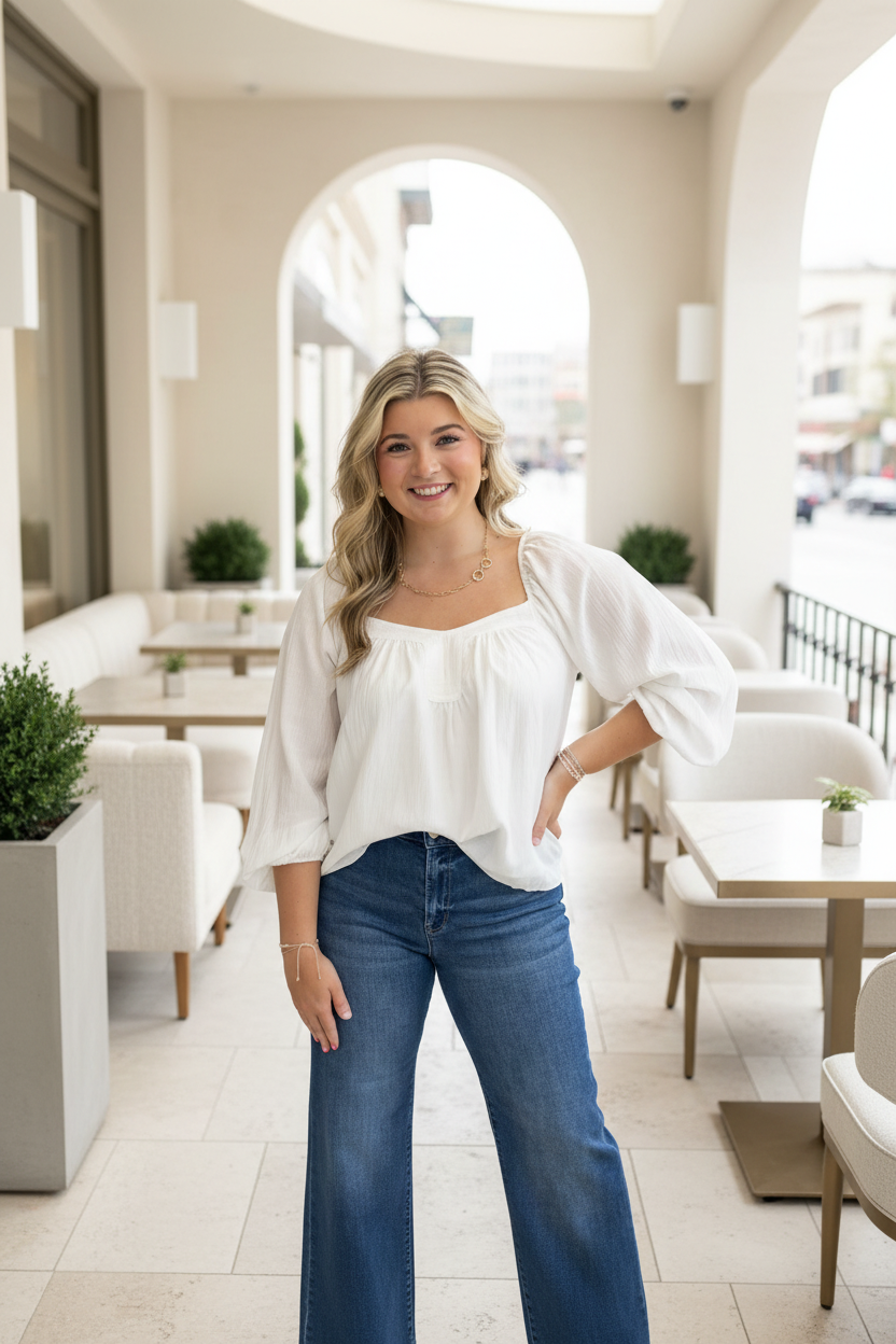 Sweetheart Neck Blouse - Jolie Femme Boutique