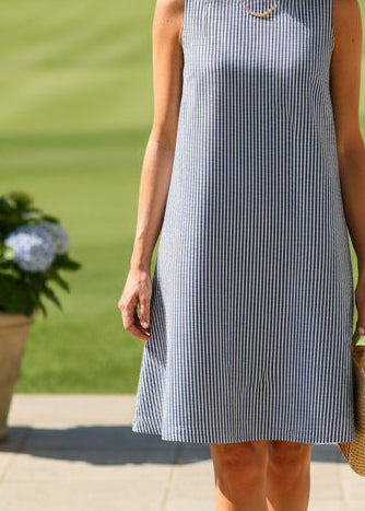 Navy Stripe A-Line Dress