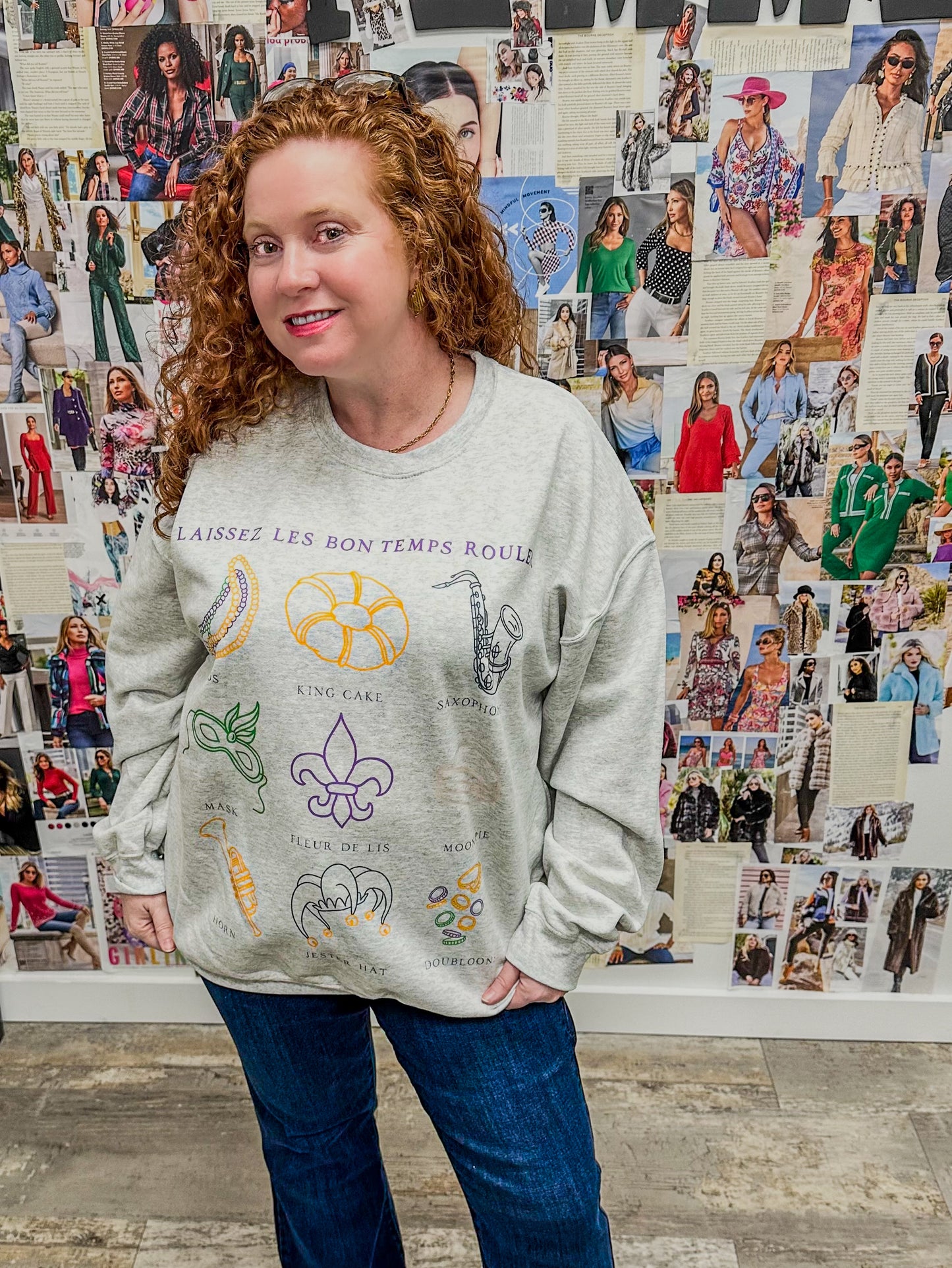 Plus Size Mardi Gras Collage Sweatshirt