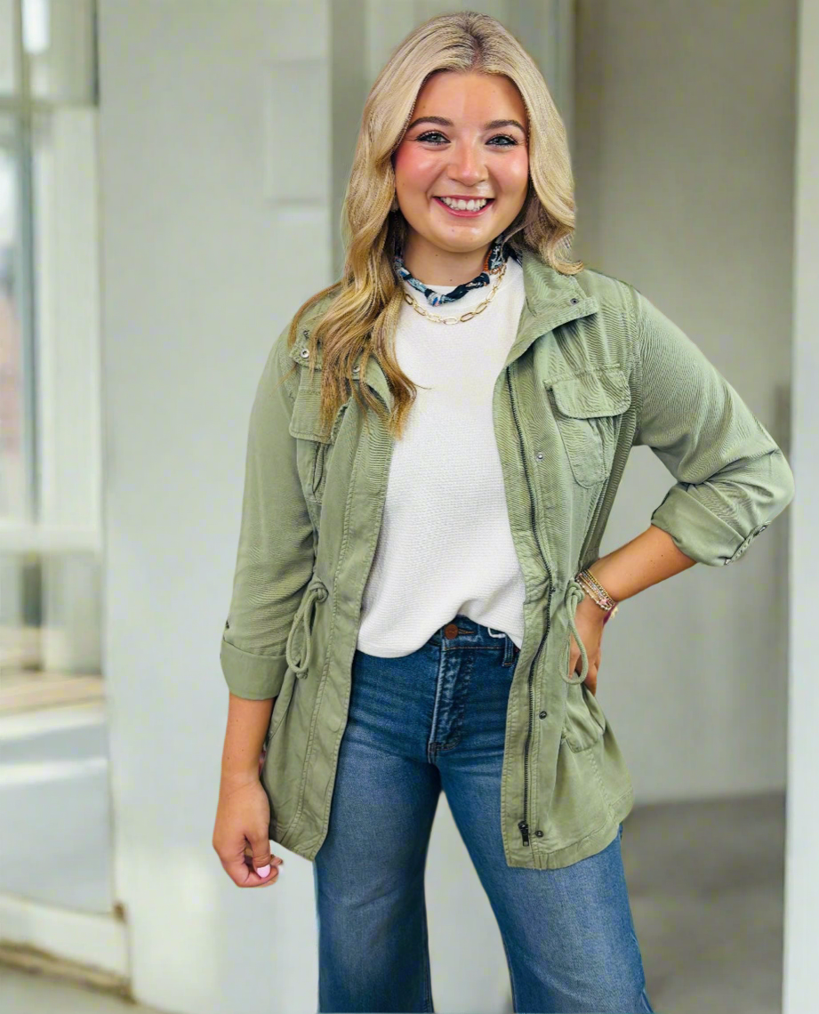 Sage Utility Jacket - Jolie Femme Boutique