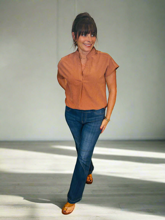 Soft Rust Drop Shoulder Top