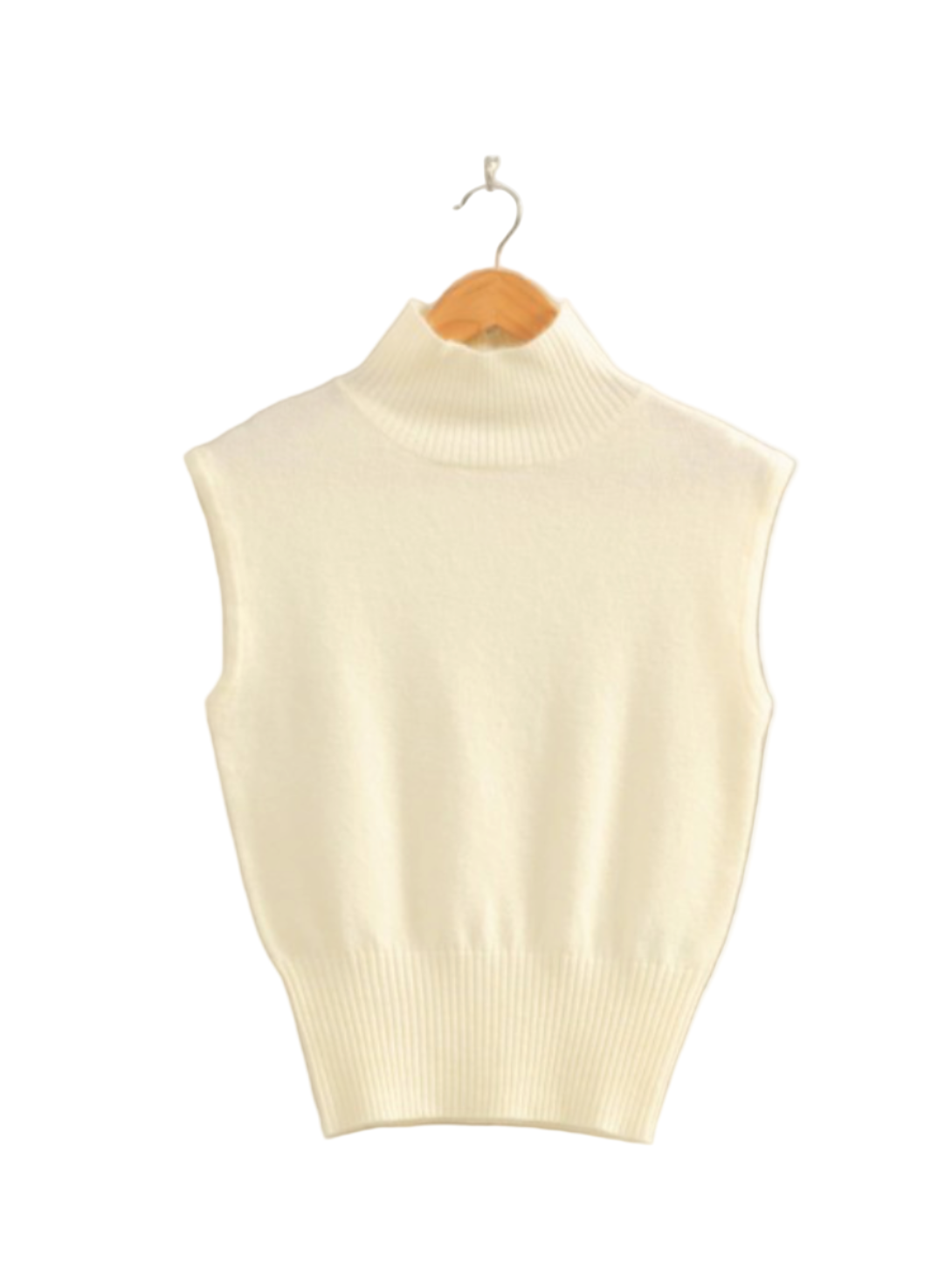 Cream High Neck Sleeveless Top - Jolie Femme Boutique