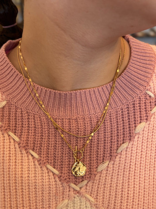 Gold Layer Necklace with Coin Pendant