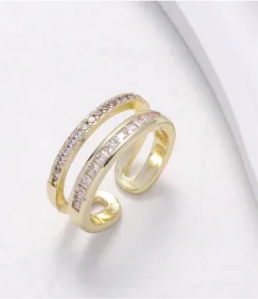 Double Row Rhinestone Ring - Jolie Femme Boutique