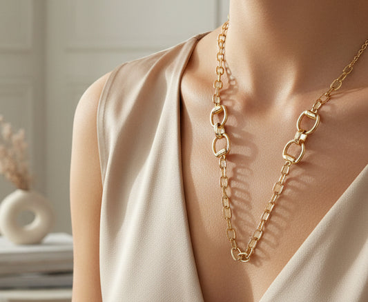 Double Equestrian Chain Necklace - Jolie Femme Boutique