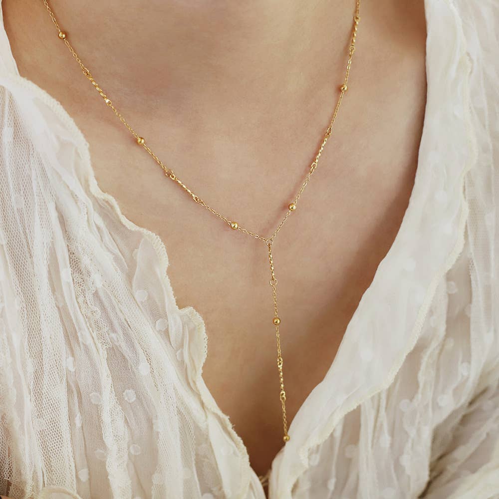 MKS America - Fashion Lasso Y-Shaped Tassel Necklace - Gold / M - Jolie Femme Boutique