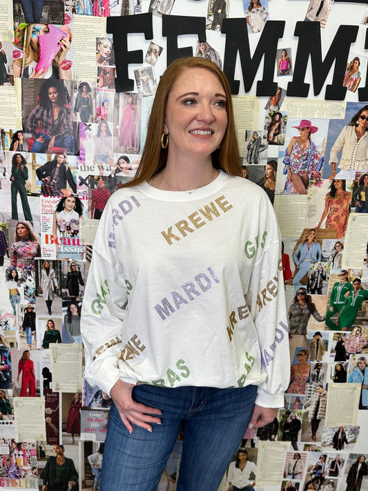 RHINESTONE MARDI GRAS SWEATSHIRT