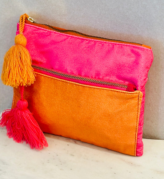 Hot Pink & Orange Zipper Pouch