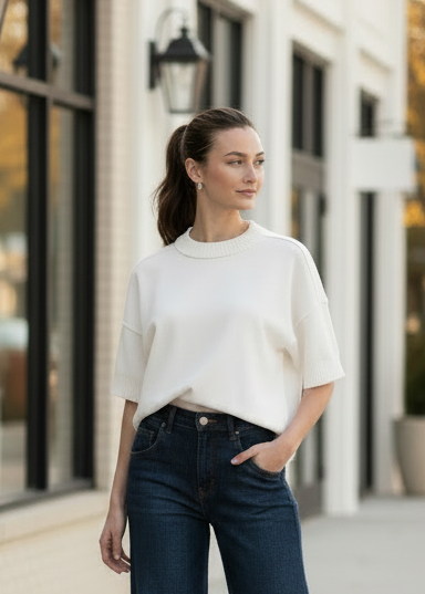 Ivory Raw Hem Top