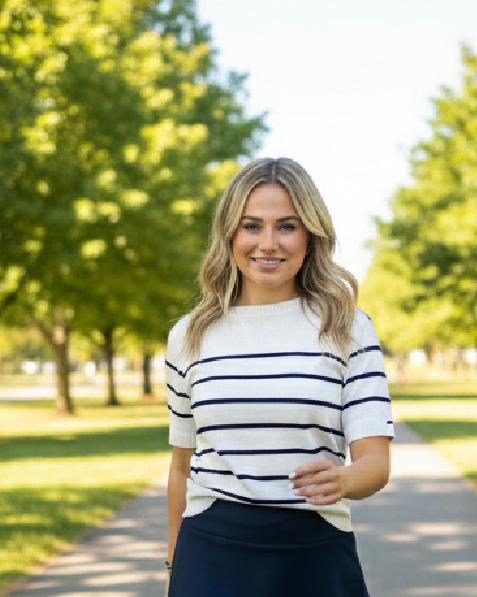 Navy Striped  Short Sleeve Preppy Top