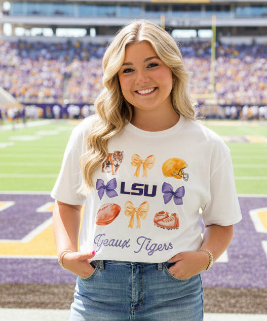 LSU Geaux Tigers Coquette T-Shirt - Jolie Femme Boutique