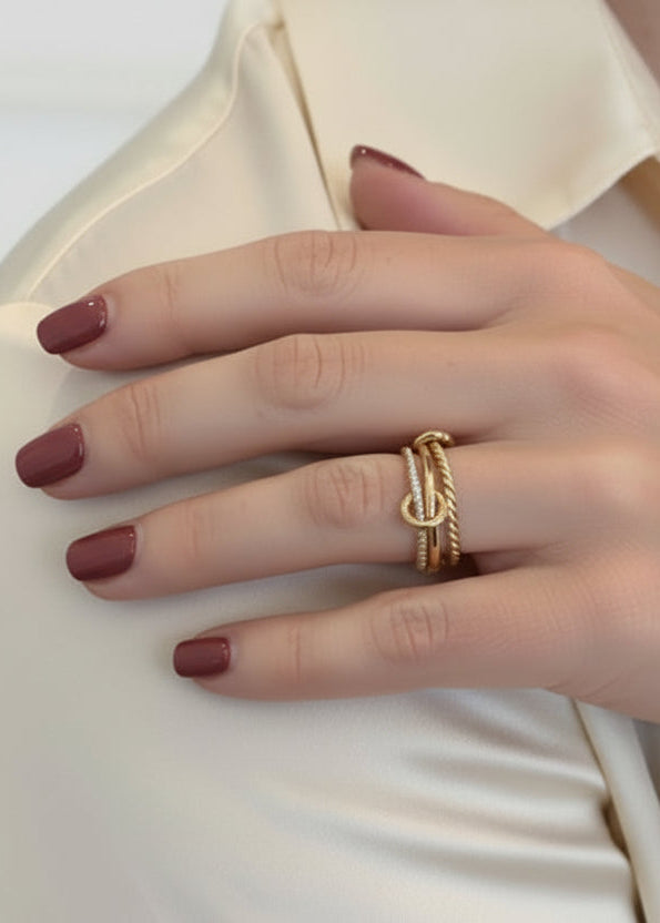 Multi-Band Gold Pavé Ring