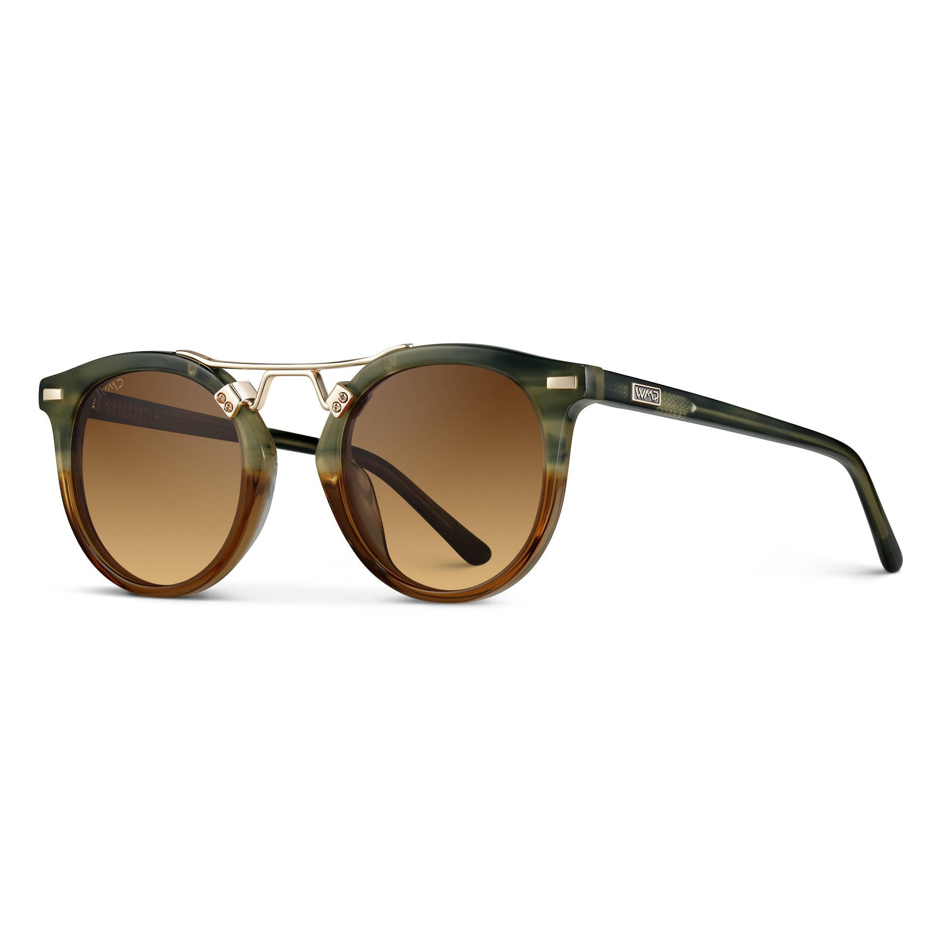 WMP Eyewear - Skyler - Round Polarized Sunglasses - Desert Sage / Brown Gradient - Jolie Femme Boutique