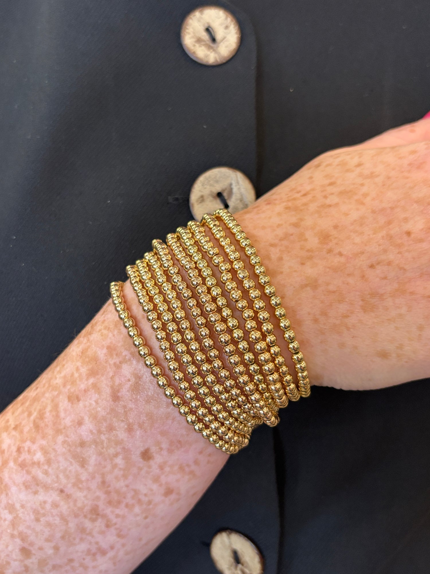 2MM Gold Beaded Stretch Bracelets - Jolie Femme Boutique