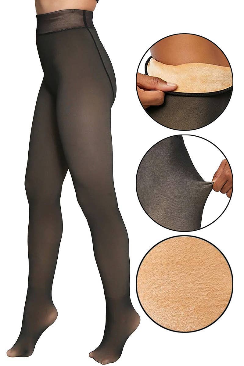 Sheer Fleece Lined Pantyhose Tights - Jolie Femme Boutique