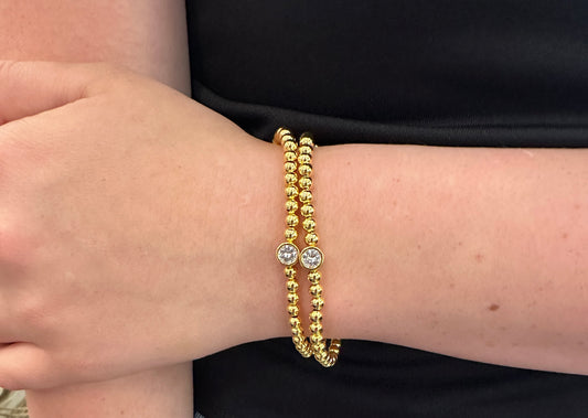 18K Gold Plated Crystal Stretch Bracelet - Jolie Femme Boutique