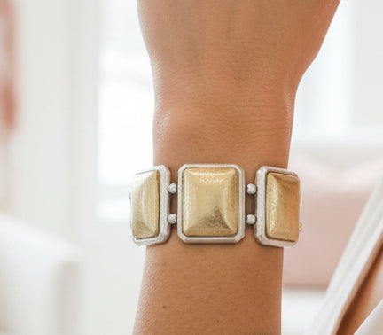 Two Toned Square Bracelet - Jolie Femme Boutique