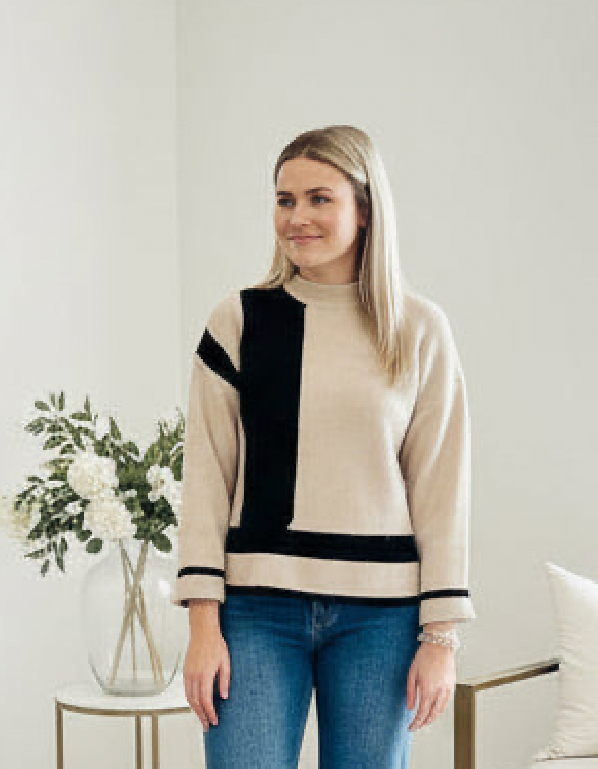 Colorblock Mockneck Sweater