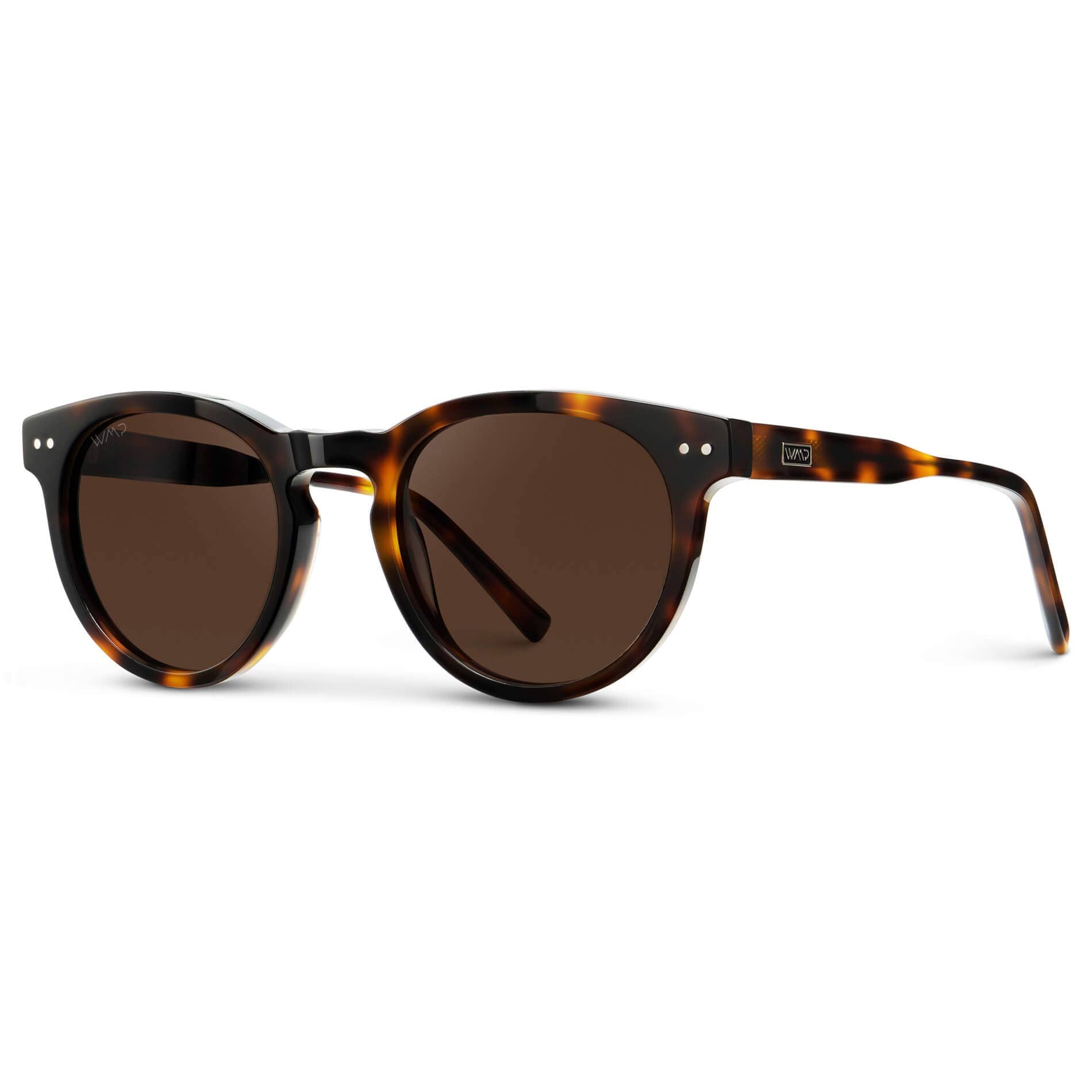 WMP Eyewear - Tate - Round Polarized Sunglasses - Brown Tortoise / Dark Brown Lens - Jolie Femme Boutique