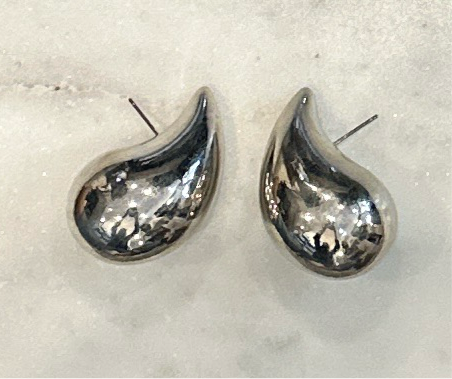 Large Silver Teardrop Earring