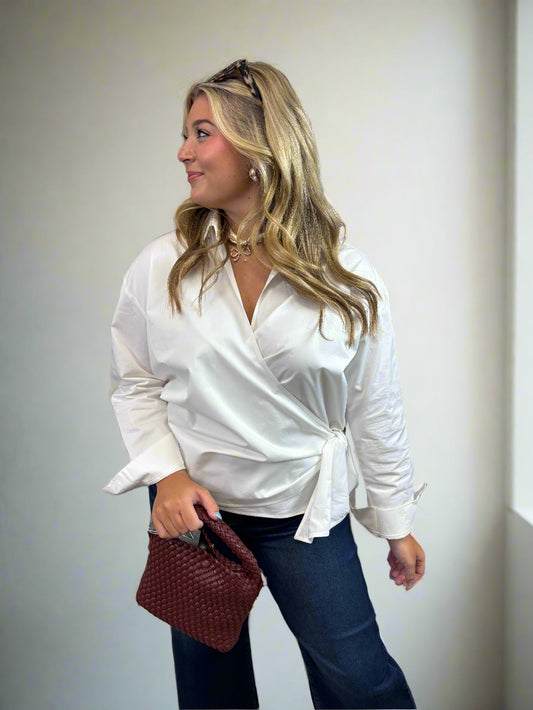 Long Sleeve Wrap Blouse - Jolie Femme Boutique