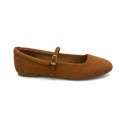 Brown Faux Suede Mary Jane Flats