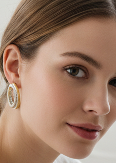 Two Tone Earring - Jolie Femme Boutique