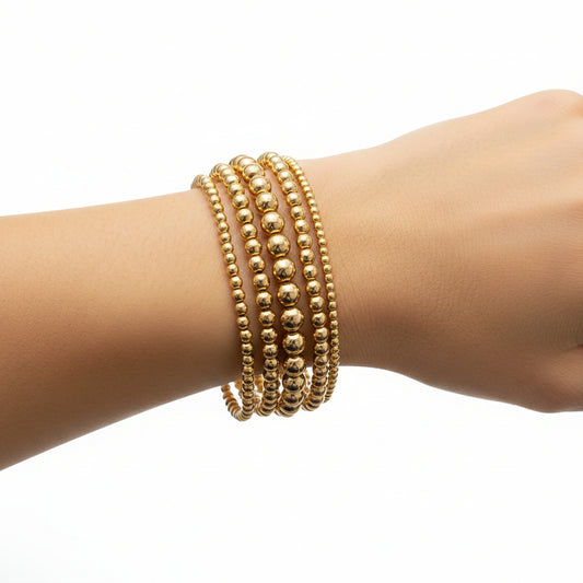 Gold Beaded Stretch Bracelet Stack - Jolie Femme Boutique