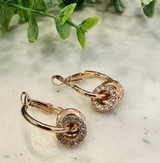 Gold Hoop with Rhinestone Hoops Accent Earring