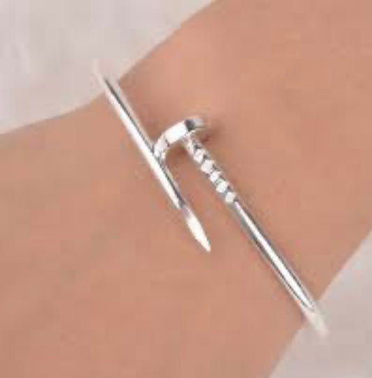 Silver Elegant Nail Bracelet - Jolie Femme Boutique