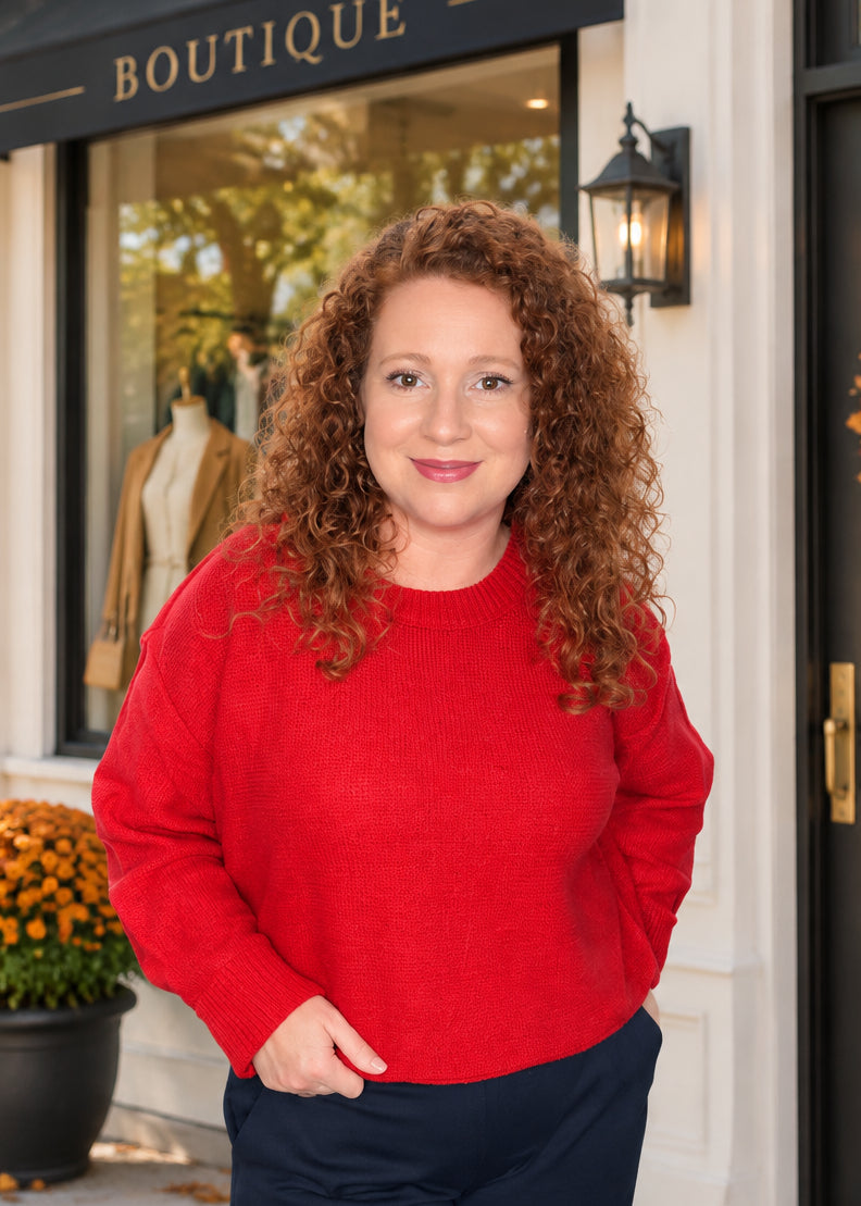 Red Reverse Seam Sweater