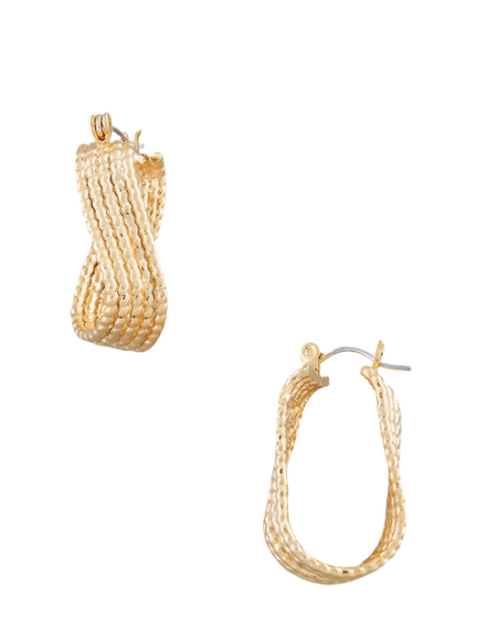 Gold Textured Wave Earring