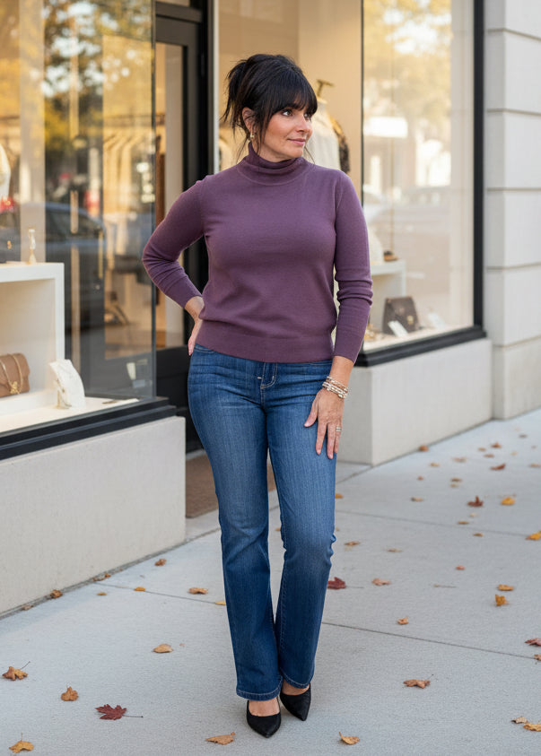 Plum Classic Turtleneck Sweater - Jolie Femme Boutique