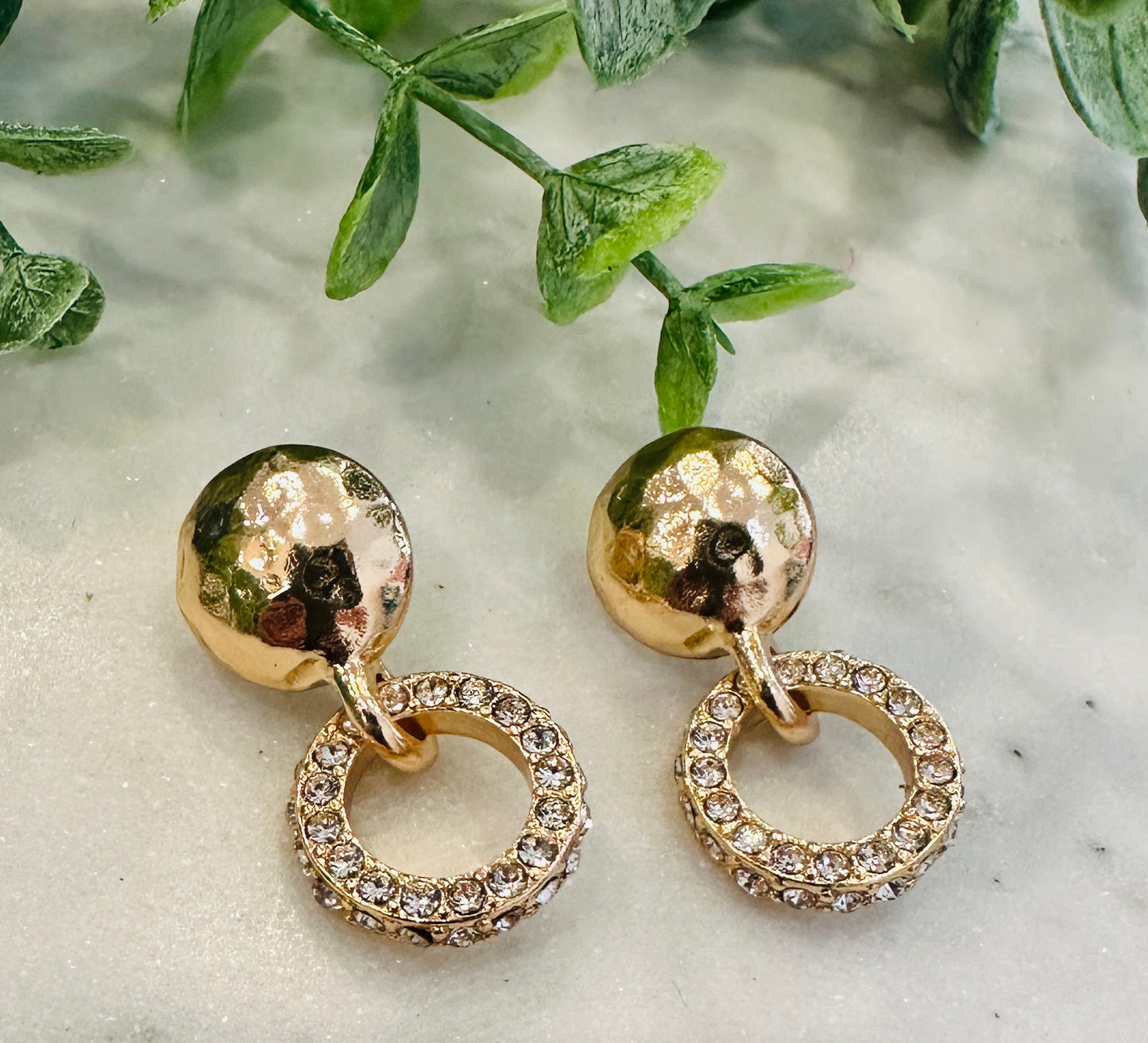 Gold Circle with Rhinestone Circle Earring