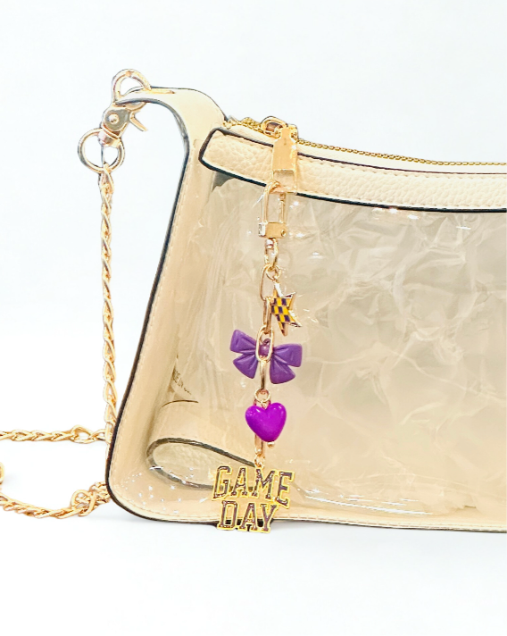 Purple & Gold Gameday Bag Charm - Jolie Femme Boutique