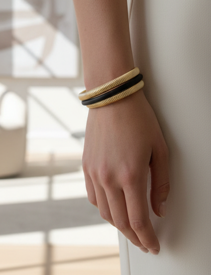 Black & Gold Bracelet Set