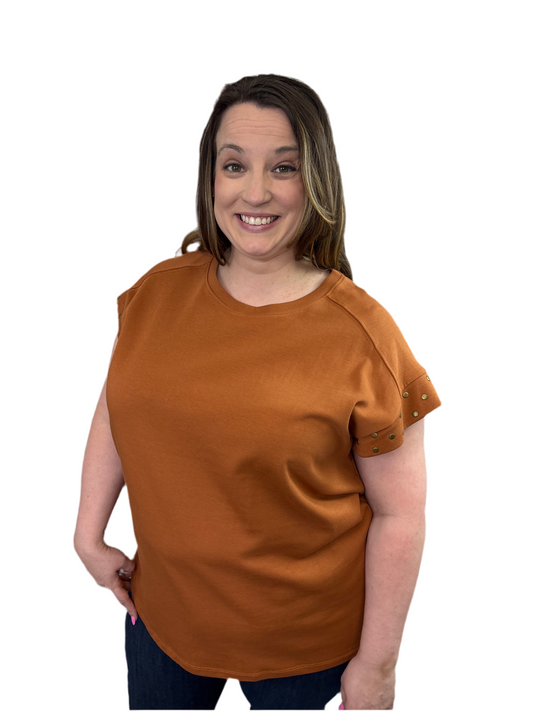 Plus Size Stud Detail Top