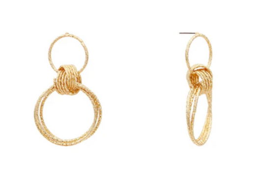 Gold Double Textured 2" Drop Earring - Jolie Femme Boutique