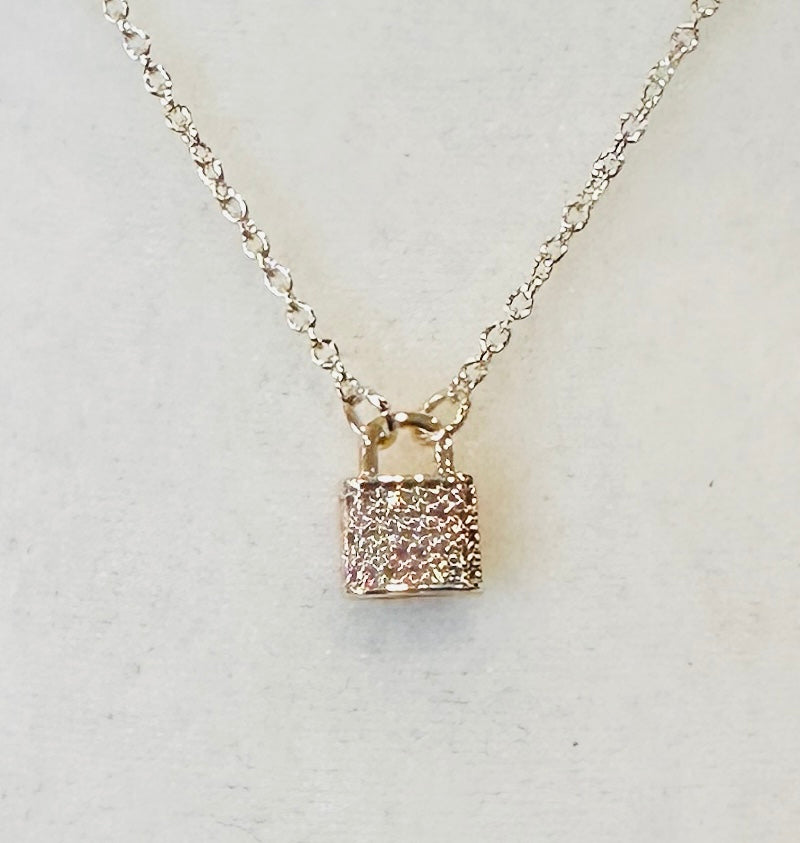 14k gold-plated Lock Pave Necklace