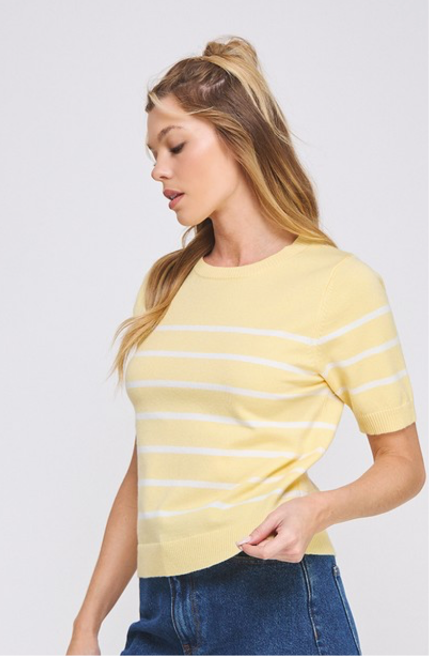 Lemon Short Sleeve Preppy Top - Jolie Femme Boutique