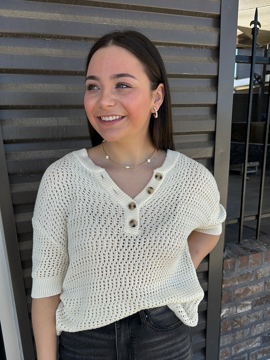 CROCHET TOP IVORY - Jolie Femme Boutique