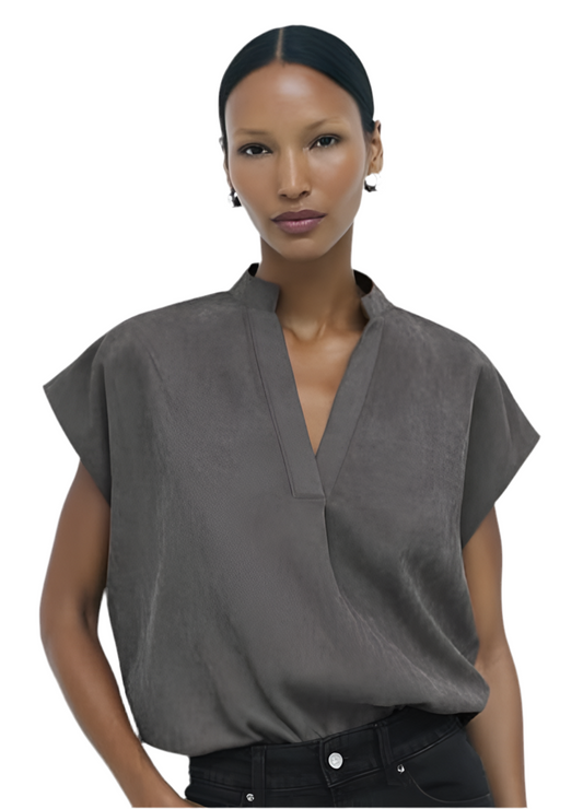 Soft Charcoal Drop Shoulder Top